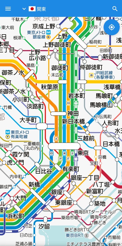 以傳統「下載方式」設計的鐵路地圖範例(日本)