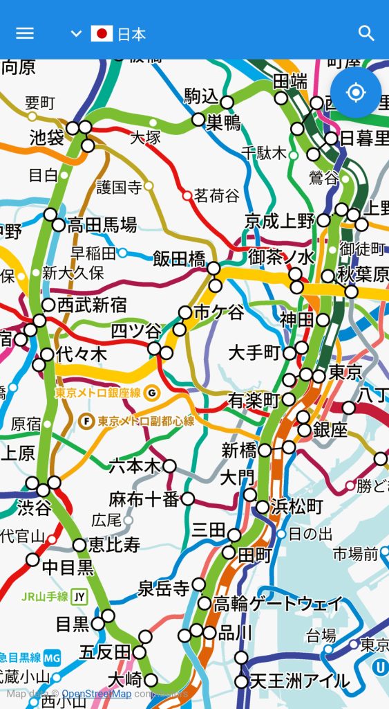 (改進前)縮小到傳統最小放大倍率時的路線圖顯示範例
