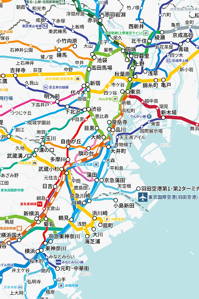 [改進前] 地圖縮小時，平行路線、地鐵軌道和許多車站名稱會消失