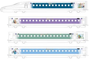 東海道新幹線特別版列車「Wonderful Dreams Shinkansen」的設計圖（JR東海提供） (C) Disney